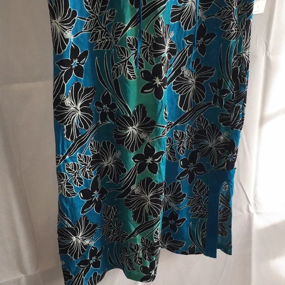 Coral Bay Blue Floral Cotton Tunic Top Swim Cover Up Dress | Size M (NWT) - Picture 9 of 12